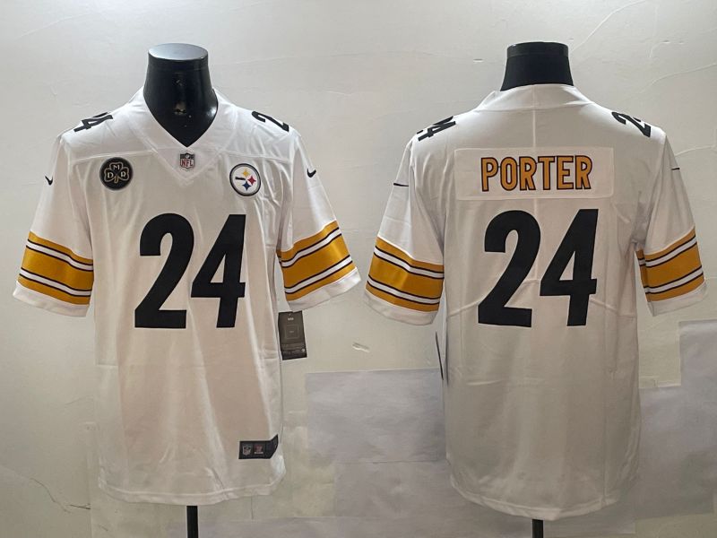 Men Pittsburgh Steelers #24 Porter White Second generation 2024 Nike Limited NFL Jersey style 01042